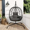 Foldable PE Rattan Hanging Hammock Chair,Indoor Outdoor Egg Chair with Cushion,Weather-Resistant Patio Swing Chair-Cuddlewood - 2 of 4