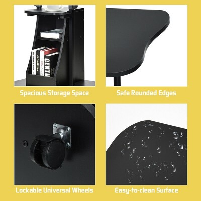 Black Adjustable Height Particle Board Laptop Cart