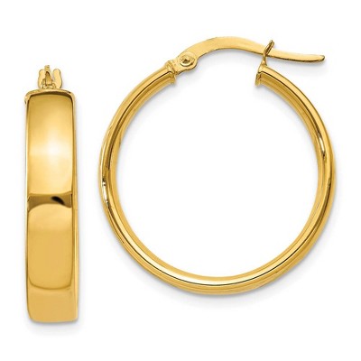 Black Bow Jewelry 4.75mm x 23mm Polished 14k Yellow Gold Round Hoop Earrings