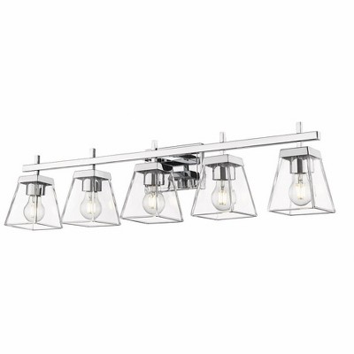 Lauren 39" Chrome 5-Light Vanity with Glass Shades
