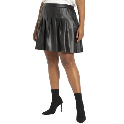 ELOQUII Vegan Faux Leather Pleated Skirt