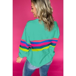 White Colorful Striped Accent Long Sleeve T Shirt - 1 of 2