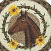 Earth Rugs Horse Lover Gift – Handmade Jute Hot Pad with Brown Horse and Daisies - 3 of 3