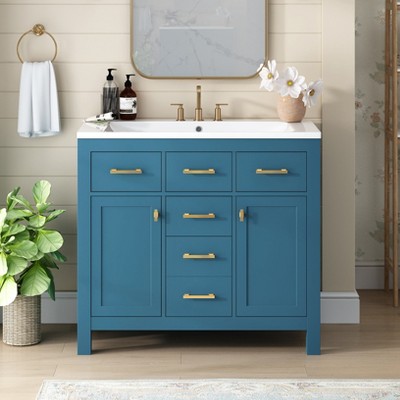 VYNXARIA 36'' Bathroom Vanity with Resin Sink Combo - Modern Freestanding Cabinet Set