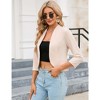 Womens 3/4 Sleeve Blazer Jacket Open Front Cropped Business Blazer Figure Flattering Jacket Pelplum Jackets - image 3 of 4