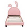 CAVINAS Twin/Full Size Upholstered Leather Platform Bed with Rabbit Headboard,Wooden Bed Frame for Kids Room,Bedroom - 3 of 4