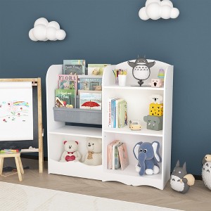 GlasFlength Decorative Bookshelf Creative and Unique Styling, Multifunctional Storage with Open Display Bookshelves, White,33.7”*10.2”*32.1" - 1 of 4