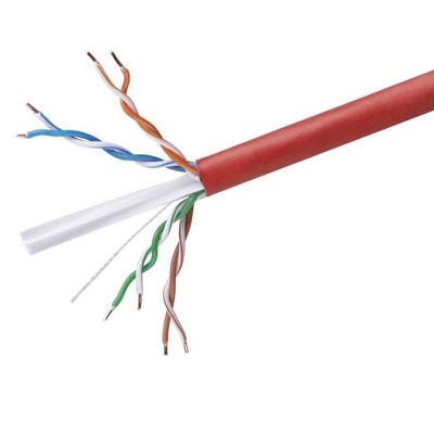 Monoprice Cat6 Ethernet Bulk Cable - 500 Feet - Red, Solid, 550MHz, UTP, CMR, Riser-Rated, Pure Bare Copper Wire, 23AWG (UL)(TAA)