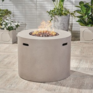 31 Inch Round Outdoor Fire Pit with 40,000 BTU and Hand Crafted Concrete Design - 1 of 4