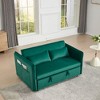 Kumasinova 3 in 1 Convertible Sofa Bed with Adjustable Backrest & Side Pockets, Velvet Sleeper Futon Sofa, Pull-Out Couch, Loveseat with 2 Pillows - 2 of 4