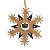 Northlight Wooden Snowflake Christmas Ornament with Jingle Bell - 6" - Brown and Beige - 4 of 4