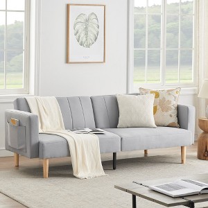 Whizmax 79 Inch Convertible Sofa Bed Small Folding Loveseat, Wooden Sofa Legs, Modern Lounge Chair, Gray - 1 of 4