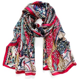 Wrapables Silk Like Satin Polyester Large Scarf Wrap, Poetic Nature - 1 of 4
