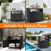 Outdoor Wicker Storage Cabinet, Weather-Proof Rattan Patio Bar Table with 2 Doors and Shelf, Outdoor Buffet Cabinet Sideboard - 4 of 4