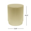 Modern Gold Cylindrical Outdoor End Table – Vertical Stripe Metal Accent Table for Patio or Indoor Use, Patio End Tables -Christopher Knight Home - 3 of 4