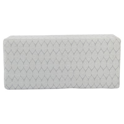 Gray Geometric Chenille Storage Bench with Oak Legs