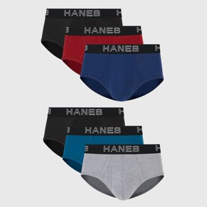 Hanes Premium Men's Stretch Classic Briefs 6pk - Blue/Black/Red - 1 of 4