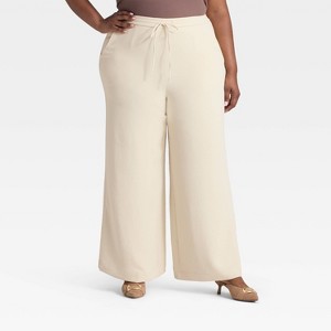 Women's Wide Leg Signature Crepe Pull-On Pants - A New Day™ - 1 of 3