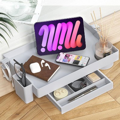 MaseiKar Dorm Essential Foldable Bedside Storage Drawer - Clip-On, Space-Saving Black Plastic Organizer for Dorms & Home, Multiple Compartments