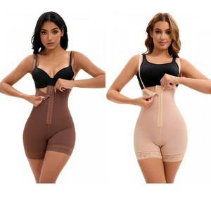 INSPIRE CHIC 2 Pcs Women's Cami Convertible Straps Tummy Control Front Hook Thigh Slimmers Body Shaper - 1 of 4