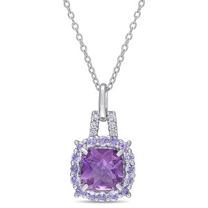 EVERLY JEWELRY | Sterling Silver 2 1/3ct TGW Amethyst Tanzanite and Diamond Accents Pendant with Chain, 18 inc - 1 of 4