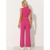 Allegra K Women's Sleeveless Crop Tank Top and Wide Leg Pants Casual 2 Pieces Tracksuit Set - 3 of 4
