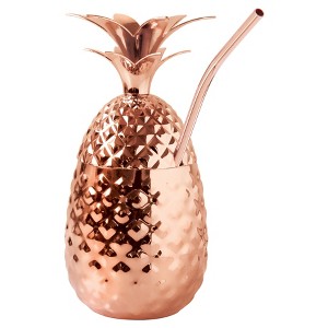 Oggi Stainless Steel Pineapple Tumbler With Straw 12oz Copper: Portable Drinkware for Cold Beverages, Hand Wash - 1 of 3