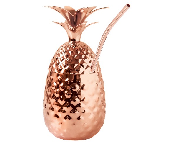 Oggi&#174; Stainless Steel Pineapple Tumbler With Straw 12oz Copper