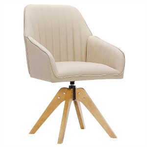 Furniliving Tufted Swivel Armchair Linen Upholstered for Home Office/Living Room/Bedroom - 1 of 4