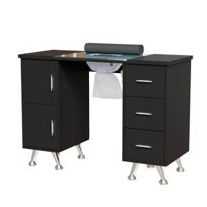 Karlhome 42.5 in. White MDF and Glass 3-Drawer Manicure Table Nail Desk with Cabinet, Electric Dust Collector - 1 of 4