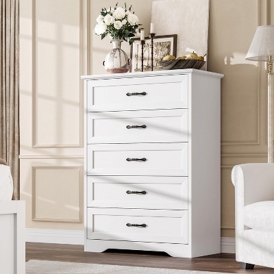 Dresser for Bedroom with 5/6 Drawers, Tall Wood Drawer Dresser Chest of Drawers for Closet