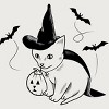 Junior's Design By Humans Halloween cat, cute kitten, happy halloween By SPOODEMOON T-Shirt - 2 of 2