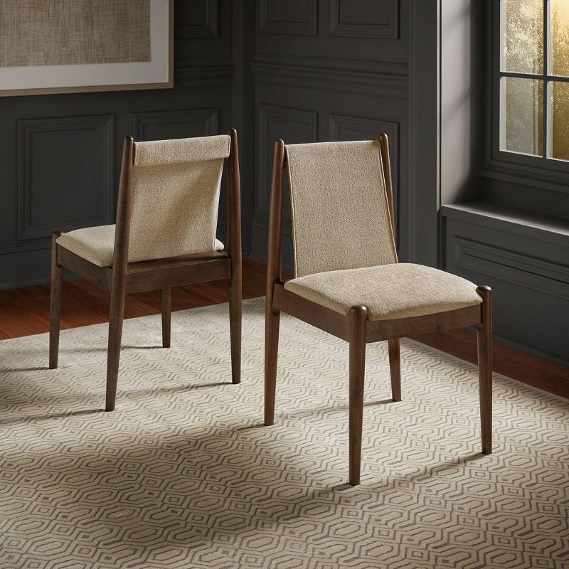 Set of 2 Mckinley Walnut Finish Cocoa Fabric Dining Chairs Walnut - Inspire Q, 3 of 12