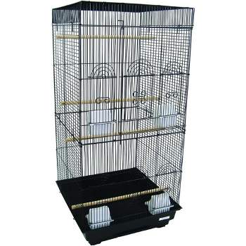 YML A6924 3/8 inches Bar Spacing Tall Flat Top Small Bird Cage Black 18 inches x 18 inches
