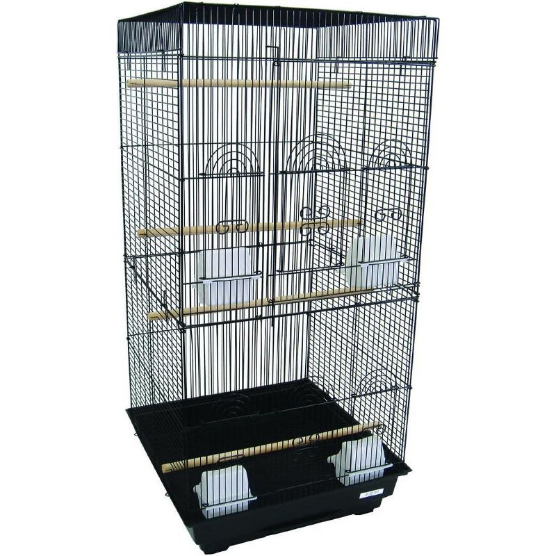 YML A6924 3/8 inches Bar Spacing Tall Flat Top Small Bird Cage Black 18 inches x 18 inches, 1 of 2