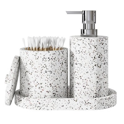 Creative Scents Mosaic Stone White Bathroom Accessories Set - 3 Piece
