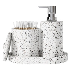 Creative Scents Mosaic Stone White Bathroom Accessories Set - 3 Piece - 1 of 4