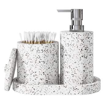  Creative Scents Silver Bathroom Accessories Set Complete - 6  Piece Mosaic Glass Bathroom Accessory Set Includes: Trash Can, Tissue Box  Cover, Soap Dispenser, Toothbrush Holder, Soap Dish & Tumbler : Home