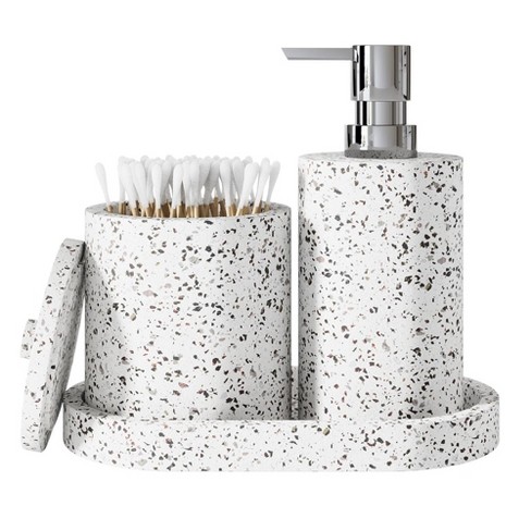 Creative Scents Mosaic Stone White Bathroom Accessories Set - 3 Piece ...
