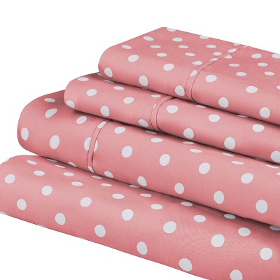 Polka Dot 600 Thread Count Cotton Blend Deep Pocket Bed Sheet Set, Twin ...