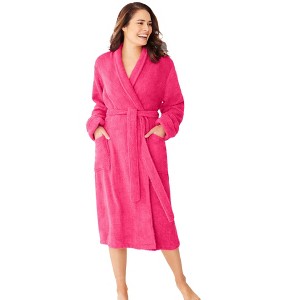 Dreams & Co. Women's Plus Size Short Terry Robe - 1 of 4