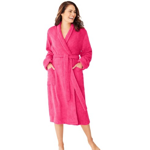 Dreams & Co. Women's Plus Size Short Hooded Sweatshirt Robe - 2X, Pink