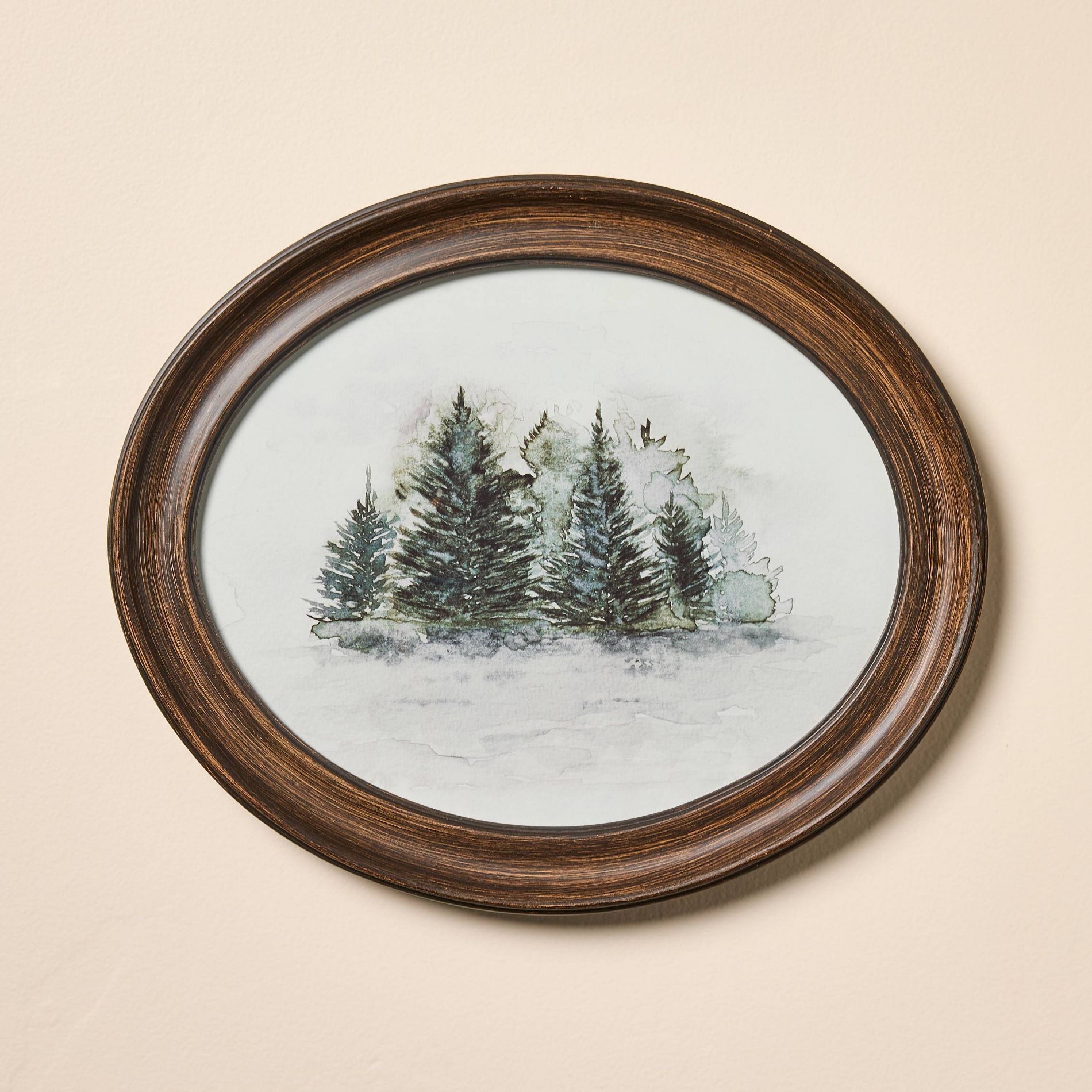 10"x12" Oval Framed Watercolor Trees Wall Art - Hearth & Hand™ with Magnolia