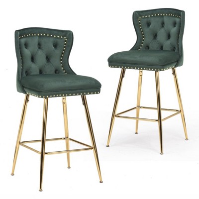 Infurnic Dining Chairs, Modern Upholstered Dining Chairs Set with Sturdy Legs, for Kitchen and Dining Room, 2PCS, Green,  17.7"*17.5"*26"