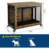 38" Wooden Dog Crate Furniture, Chew-Resistant Indoor Dog Kennel with Removable Tray & Wheels, Decorative Dog House Side Table for Small/Medium Dogs - 3 of 4