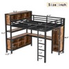 KWPZQEB Metal Loft Bed, Full/Queen Size Loft Bed with Wardrobe & L-shaped Desk, Heavy Duty Loft Bed with Storage Cabinet, No Box Spring Required - 3 of 4
