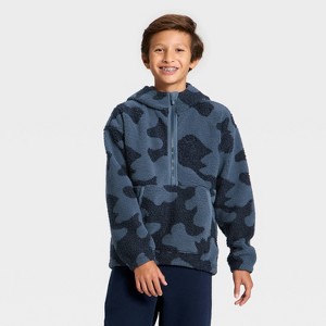 Boys' High-Pile Fleece 1/2 Zip Hoodie - All In Motion™ - 1 of 3