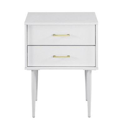 GlasFlength Nightstands Modern Nightstand Bedroom Nightstand Elegant Bedside Table with 2 Drawers for Living Room, White, 20"*15"*26"