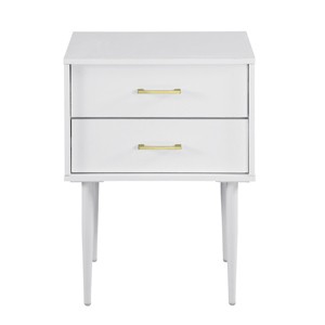 GlasFlength Nightstands Modern Nightstand Bedroom Nightstand Elegant Bedside Table with 2 Drawers for Living Room, White, 20"*15"*26" - 1 of 4