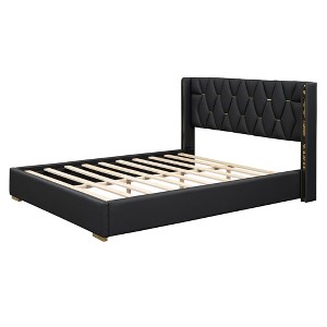 HomeRoots Black Tufted Upholstered Twin Bed Frame - 1 of 4